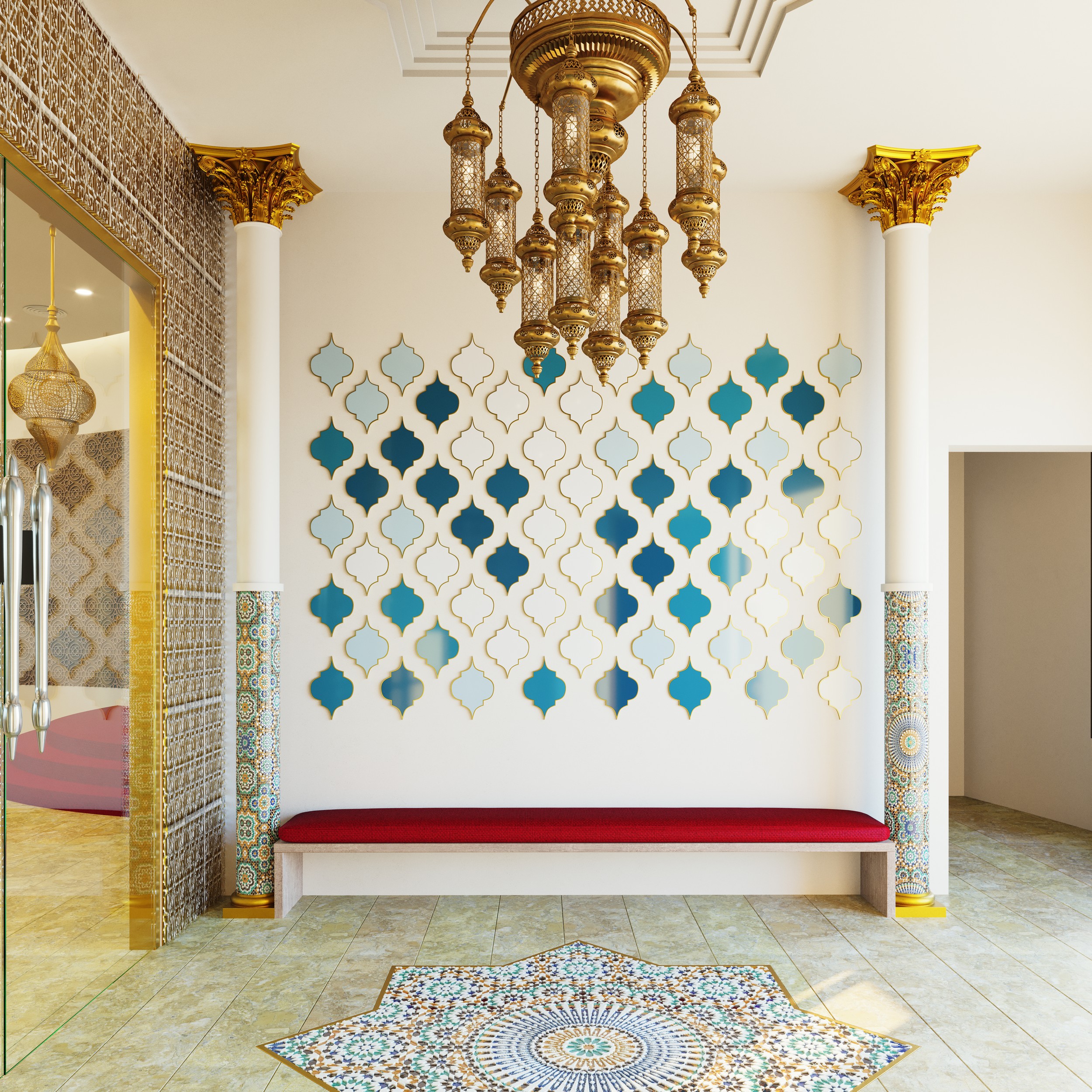 בית כנסת מרקש בעפולה - ריקי גרוזמן - לובי בעיצוב מרוקו מרקש